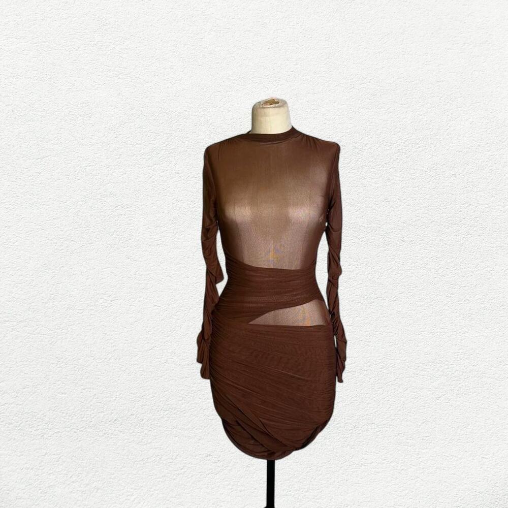 Seroya Moxey Mini Dress in Burnt Toffee